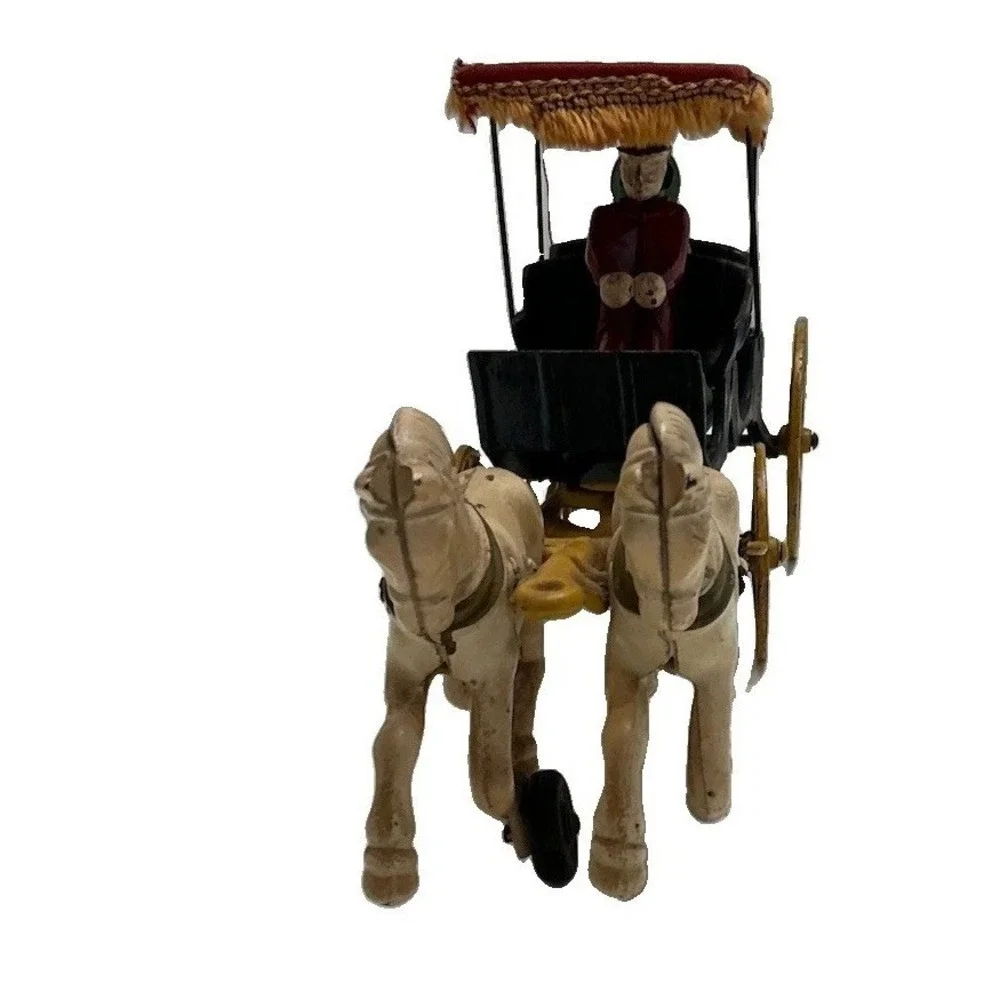 VTG Antique Kenton Cast Iron Horse Drawn Surrey Carriage Toy 13